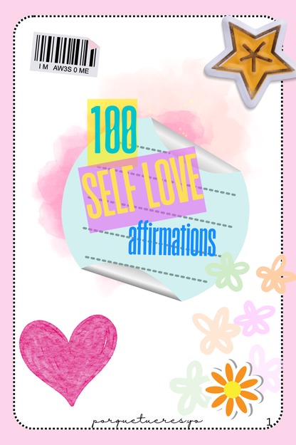 100 Self Love Affirmations Deck Digital Download | Printable Daily Affirmations for Confidence, Self-Worth, & Positivity | Instant PDF