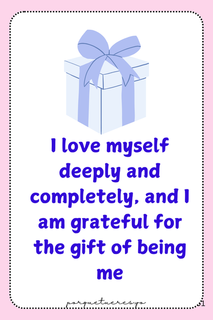 100 Self Love Affirmations Deck Digital Download | Printable Daily Affirmations for Confidence, Self-Worth, & Positivity | Instant PDF