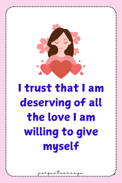 100 Self Love Affirmations Deck Digital Download | Printable Daily Affirmations for Confidence, Self-Worth, & Positivity | Instant PDF